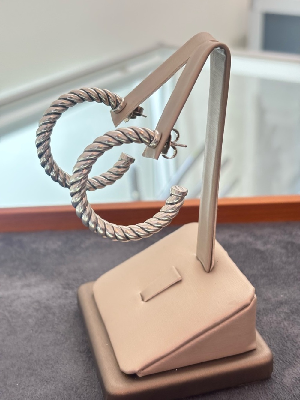 David Yurman Sterling silver Sculpted Cable Hoop Earrings 1.5"